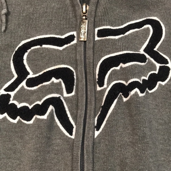 Fox Racing Gray Embroidered Insignia Kangaroo Pocket Hooded Sweater size M - Picture 5 of 9